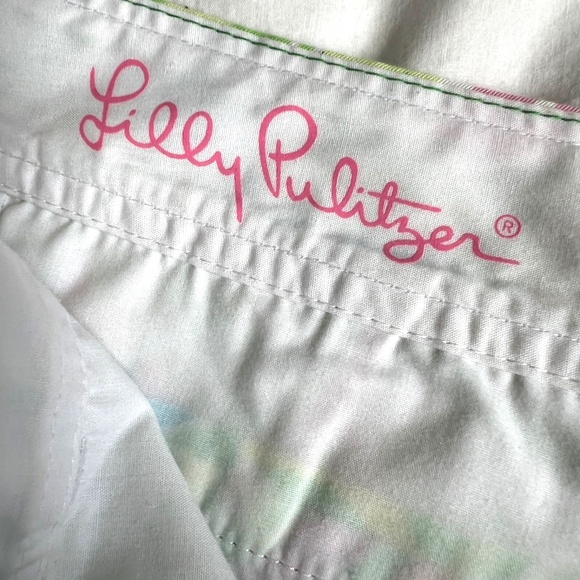 Lilly Pulitzer Buttercup Shorts Size 6 Scalloped Hem Preppy Resort Green White - Picture 6 of 6